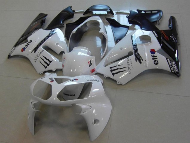 2002-2006 Kawasaki ZX12R Motorcycle Fairings - White Glossy Black Monster