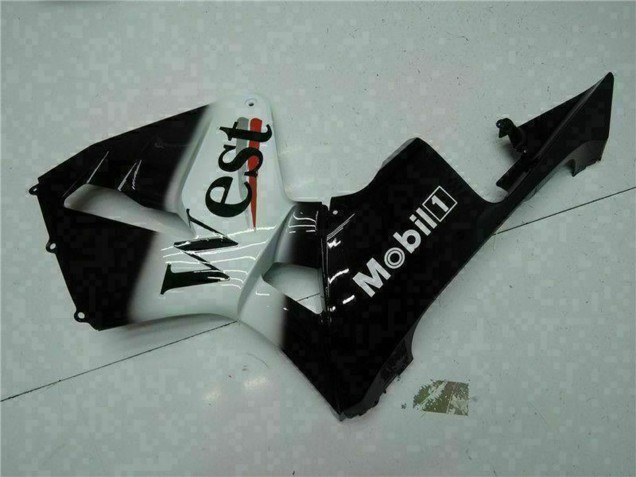 2003-2004 Honda CBR600RR Motorcycle Fairings - Glossy Black White West Mobil