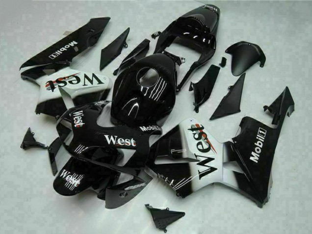2003-2004 Honda CBR600RR Motorcycle Fairings - Glossy Black White West Mobil