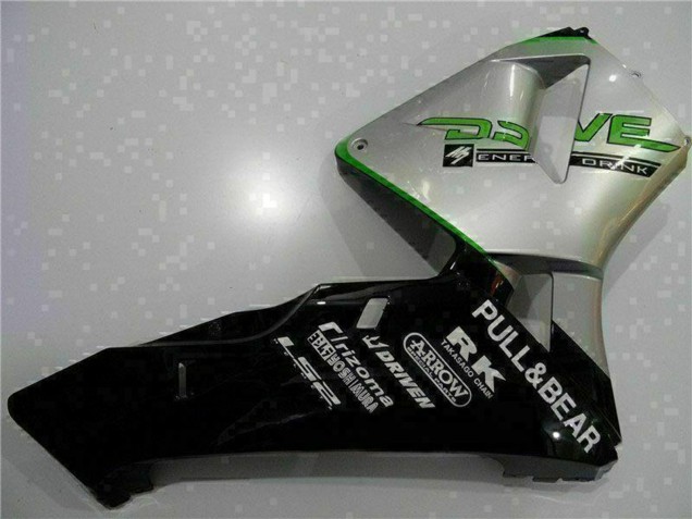 2003-2004 Honda CBR600RR Motorcycle Fairing - Silver Green Glossy Black