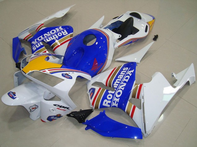 2003-2004 Honda CBR600RR Motorcycle Fairings - White Blue Yellow Rothmans