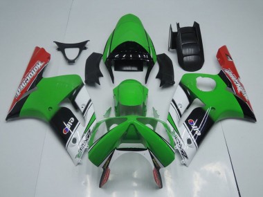 Cheap 2003-2004 Kawasaki ZX6R Motorcycle Fairings - Green White Black Red Motocard