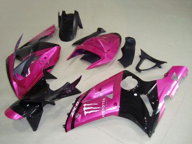Cheap 2003-2004 Kawasaki ZX6R Motorcycle Fairings - Pink Black White Monster