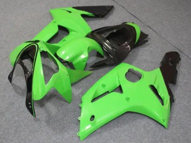 Cheap 2003-2004 Kawasaki ZX6R Motorcycle Fairings - Light Green Glossy Black