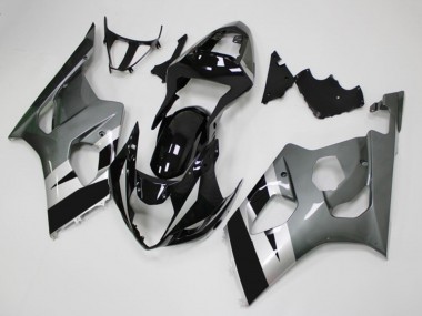 Cheap 2003-2004 Suzuki GSXR 1000 Motorcycle Fairings - Glossy Black Silver Grey