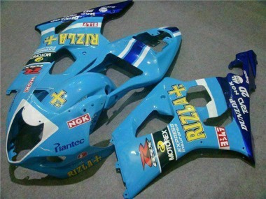 Cheap 2003-2004 Suzuki GSXR 1000 Motorcycle Fairings - Blue White Yellow Rizla