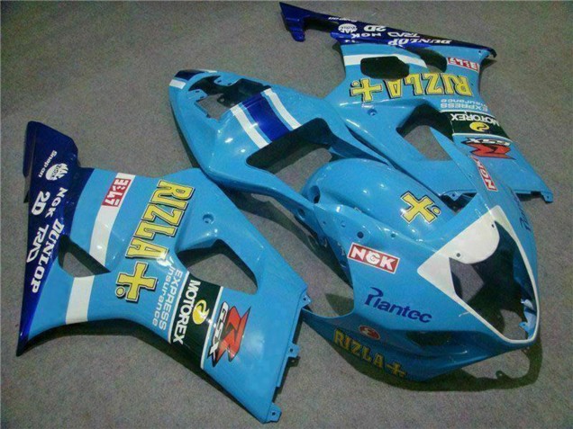 2003-2004 Suzuki GSXR 1000 Motorcycle Fairings - Blue White Yellow Rizla