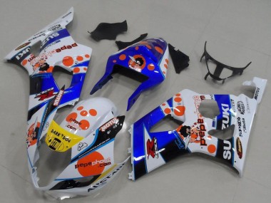 Cheap 2003-2004 Suzuki GSXR 1000 Motorcycle Fairings - White Blue Red Yellow Pepe Phone
