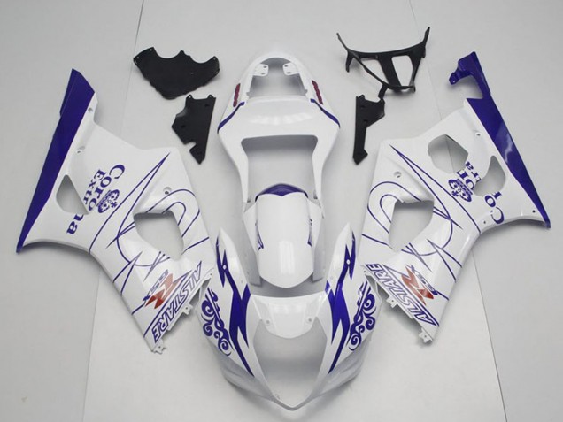 2003-2004 Suzuki GSXR 1000 Motorcycle Fairings - White Blue Corona Alstare