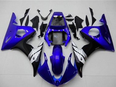 Cheap 2003-2004 Yamaha YZF R6 Motorcycle Fairings - Blue White Glossy Black