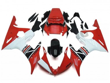 Cheap 2003-2004 Yamaha YZF R6 Motorcycle Fairing - Red White Glossy Black