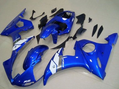 Cheap 2003-2004 Yamaha YZF R6 Motorcycle Fairing - Blue White OEM Style