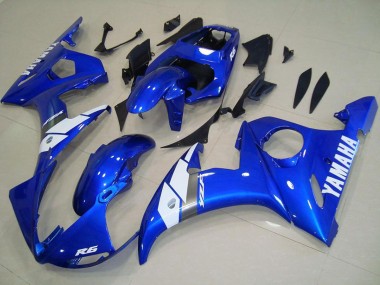 Cheap 2003-2004 Yamaha YZF R6 Motorcycle Fairings - Blue White OEM Style