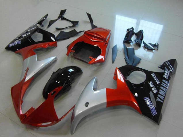 2003-2004 Yamaha YZF R6 Motorcycle Fairings - Red Silver Glossy Black