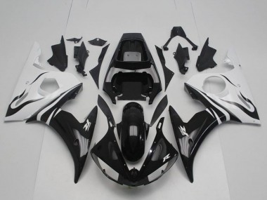 Cheap 2003-2004 Yamaha YZF R6 Bike Fairings - White Glossy Black