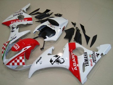 Cheap 2003-2004 Yamaha YZF R6 Motorcycle Fairings - White Red Abarth Motul