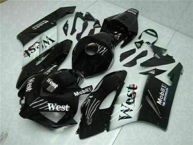 2004-2005 Honda CBR1000RR Motorcycle Fairings - Glossy Black White West Mobil Michelin