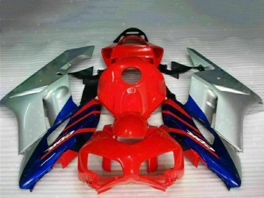 Cheap 2004-2005 Honda CBR1000RR Motorcycle Fairings - Silver Red Blue Black Stripe