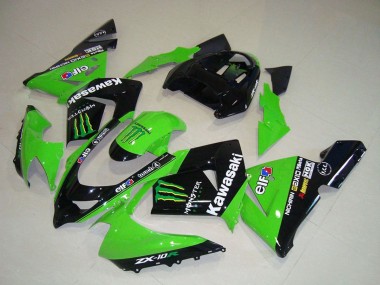 Cheap 2004-2005 Kawasaki ZX10R Motorcycle Fairings - Green Black Monster Elf