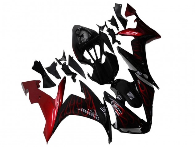 2004-2006 Yamaha YZF R1 Motorcycle Fairings - Glossy Black Red Flame