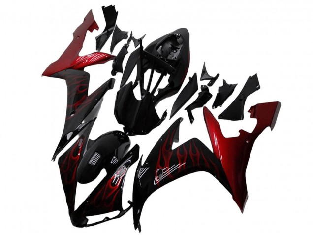 2004-2006 Yamaha YZF R1 Motorcycle Fairings - Glossy Black Red Flame