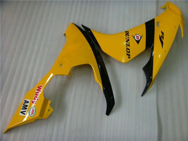 2004-2006 Yamaha YZF R1 Motorcycle Fairings - Yellow Glossy Black Dunlop 50