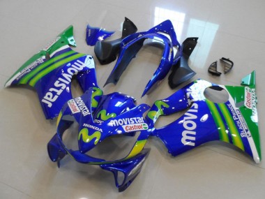 Cheap 2004-2007 Honda CBR600 F4i Motorcycle Fairings - Blue Green MoviStar Castrol