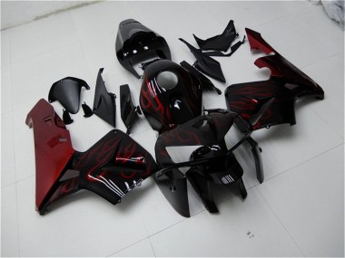 Cheap 2005-2006 Honda CBR600RR Motorcycle Fairing Kits - Glossy Black Red Flame
