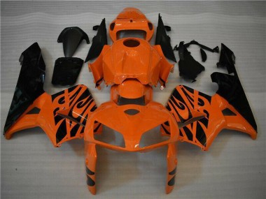 Cheap 2005-2006 Honda CBR600RR Motorcycle Fairing - Orange Black Flame