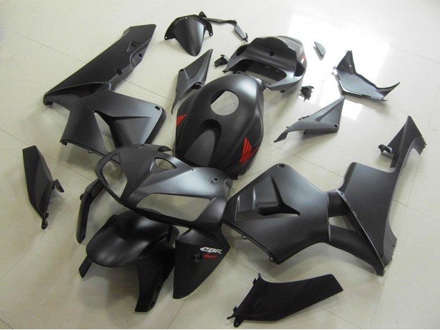2005-2006 Honda CBR600RR Motorcycle Fairings - Matte Black Red Decal