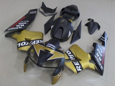 Cheap 2005-2006 Honda CBR600RR Motorcycle Fairings - Matte Black Gold Repsol