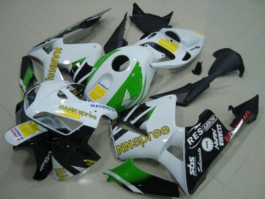 Cheap 2005-2006 Honda CBR600RR Motorcycle Fairings - White Green Yellow Glossy Black Hannspree