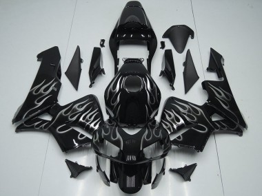 Cheap 2005-2006 Honda CBR600RR Motorcycle Fairings - Glossy Black Silver Flame