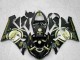 2005-2006 Kawasaki ZX6R Motorcycle Fairings - Glossy Black White Gold Lucky Strike