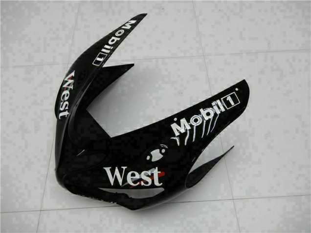 2005-2006 Kawasaki ZX6R Motorcycle Fairings - Glossy Black White West