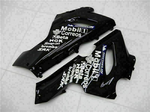 2005-2006 Kawasaki ZX6R Motorcycle Fairings - Glossy Black White West