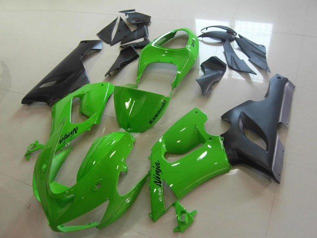 2005-2006 Kawasaki ZX6R Motorcycle Fairings - Green Matte Black