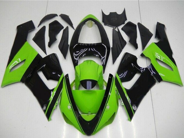 2005-2006 Kawasaki ZX6R Motorcycle Fairing - Green Glossy Black