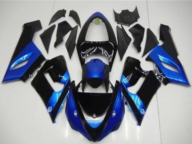 Cheap 2005-2006 Kawasaki ZX6R Motorcycle Fairing Kits - Blue Glossy Black
