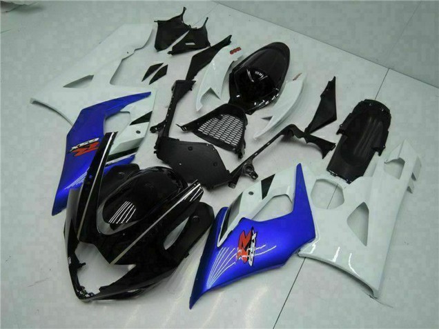 2005-2006 Suzuki GSXR 1000 Motorcycle Fairing - White Blue Glossy Black