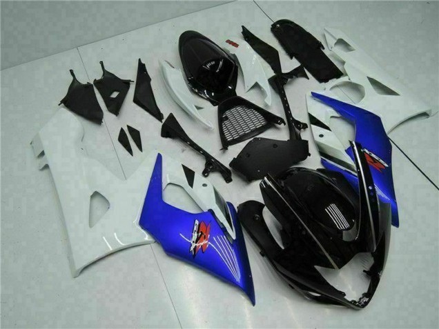 2005-2006 Suzuki GSXR 1000 Motorcycle Fairing - White Blue Glossy Black