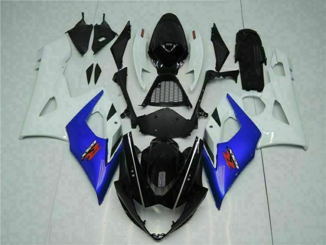 2005-2006 Suzuki GSXR 1000 Motorcycle Fairing - White Blue Glossy Black