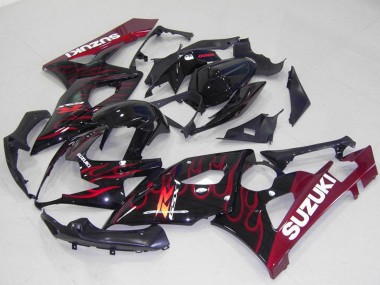 Cheap 2005-2006 Suzuki GSXR 1000 Motorcycle Fairings - Glossy Black Red Flame