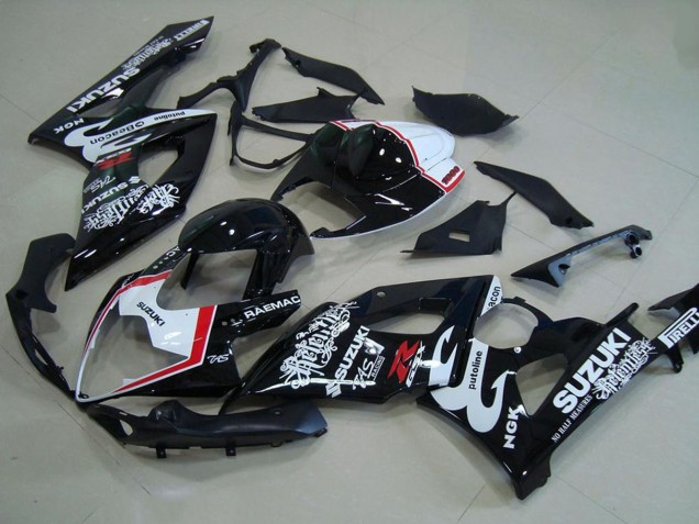2005-2006 Suzuki GSXR 1000 Motorcycle Fairings - Glossy Black White Red Relentless