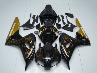 Cheap 2006-2007 Honda CBR1000RR Motorcycle Fairing - Glossy Black Gold Flame