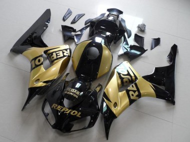 Cheap 2006-2007 Honda CBR1000RR Motorcycle Fairings - Glossy Black Gold Repsol