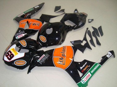 Cheap 2006-2007 Honda CBR1000RR Motorcycle Fairings - Glossy Black Orange Green Hm Plant Racing 69