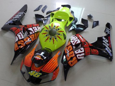Cheap 2006-2007 Honda CBR1000RR Motorcycle Fairing - Green Orange Glossy Black Rossi 46