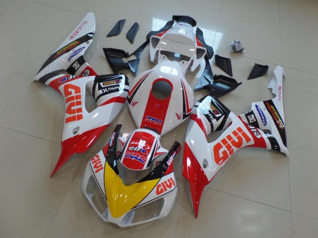 2006-2007 Honda CBR1000RR Motorcycle Fairings - White Red Yellow Glossy Black Givi HRC