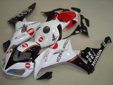Cheap 2006-2007 Honda CBR1000RR Motorcycle Fairing - White Red Glossy Black Konica Minolta